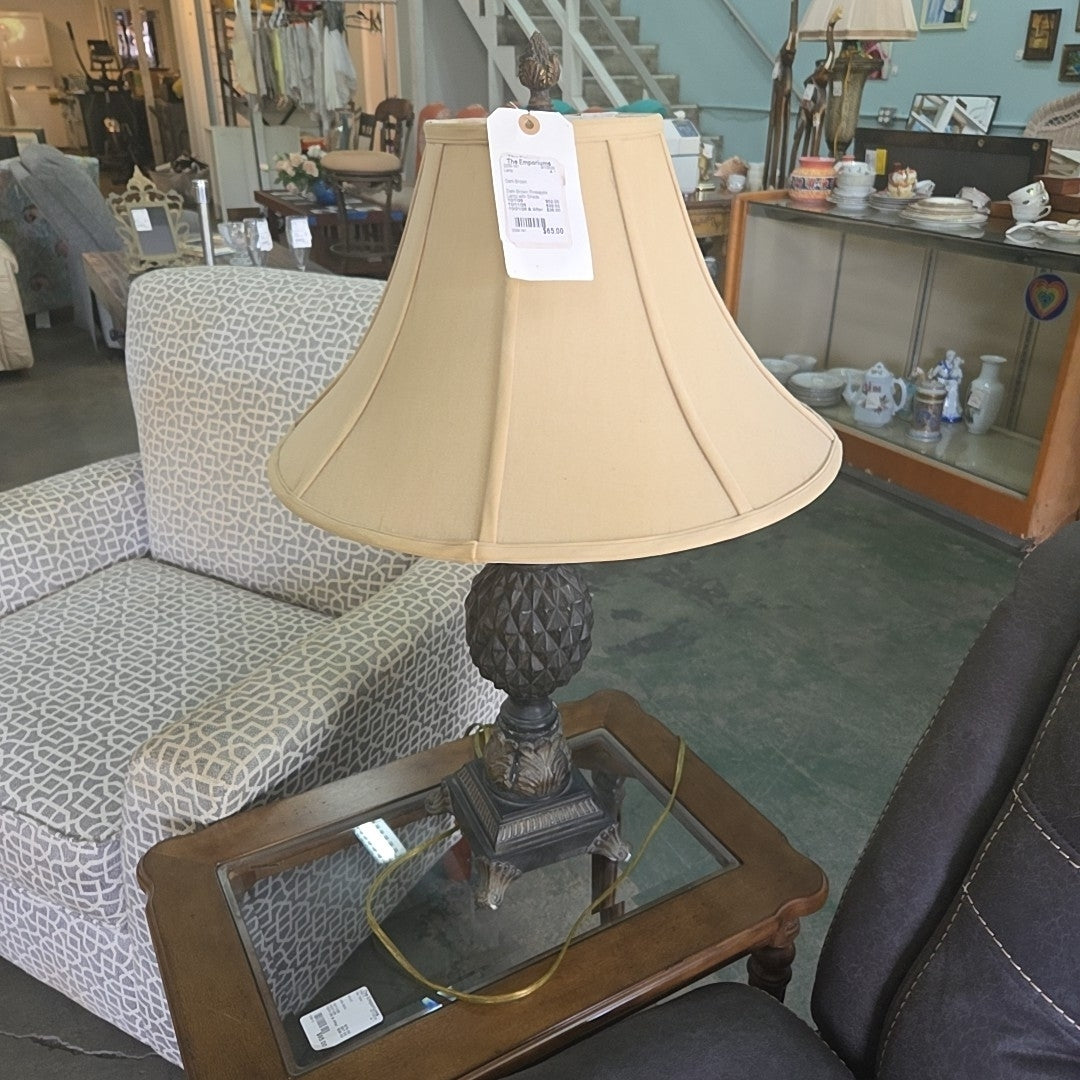 Dark Brown Pineapple Lamp with Shade