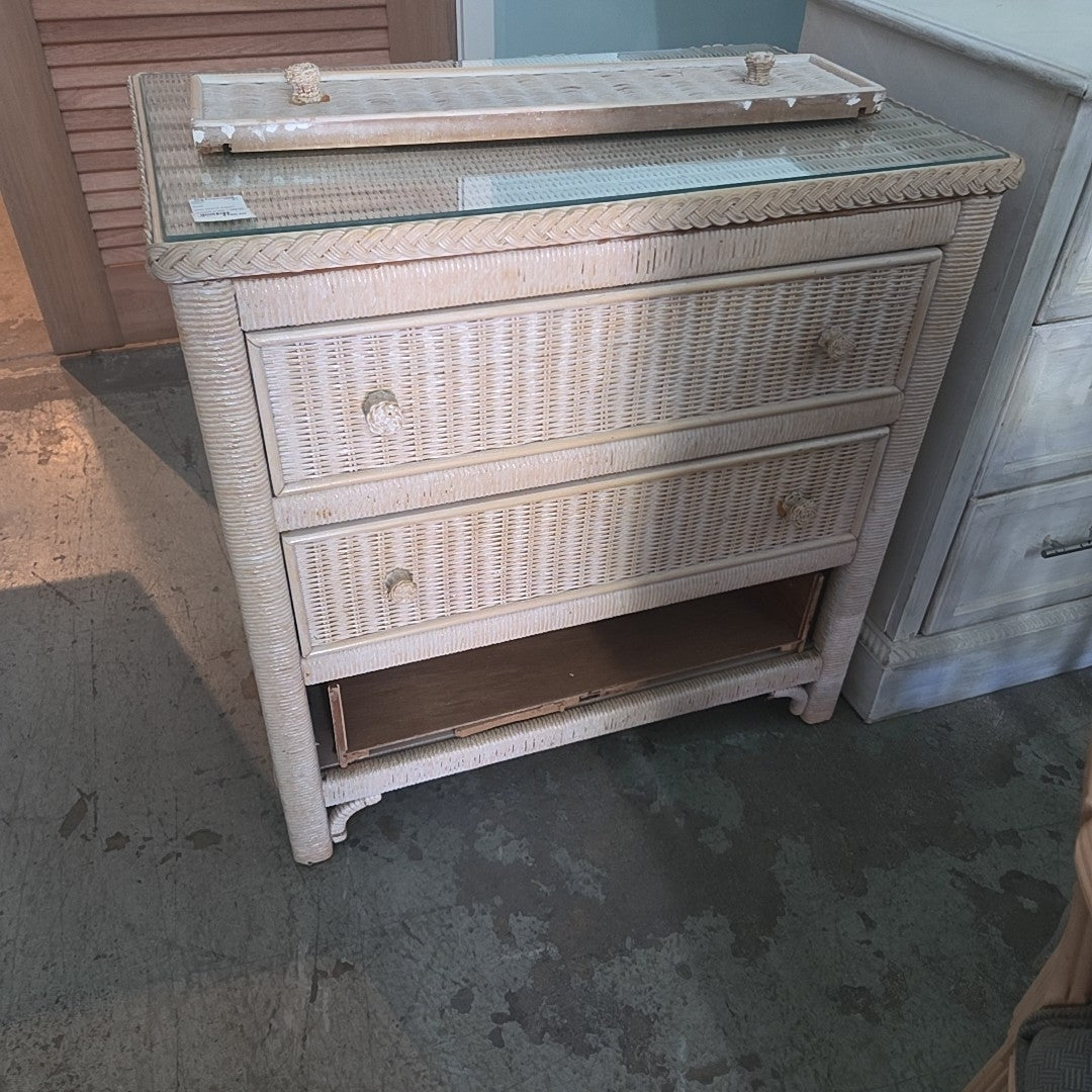 wicker stand w/ drawers