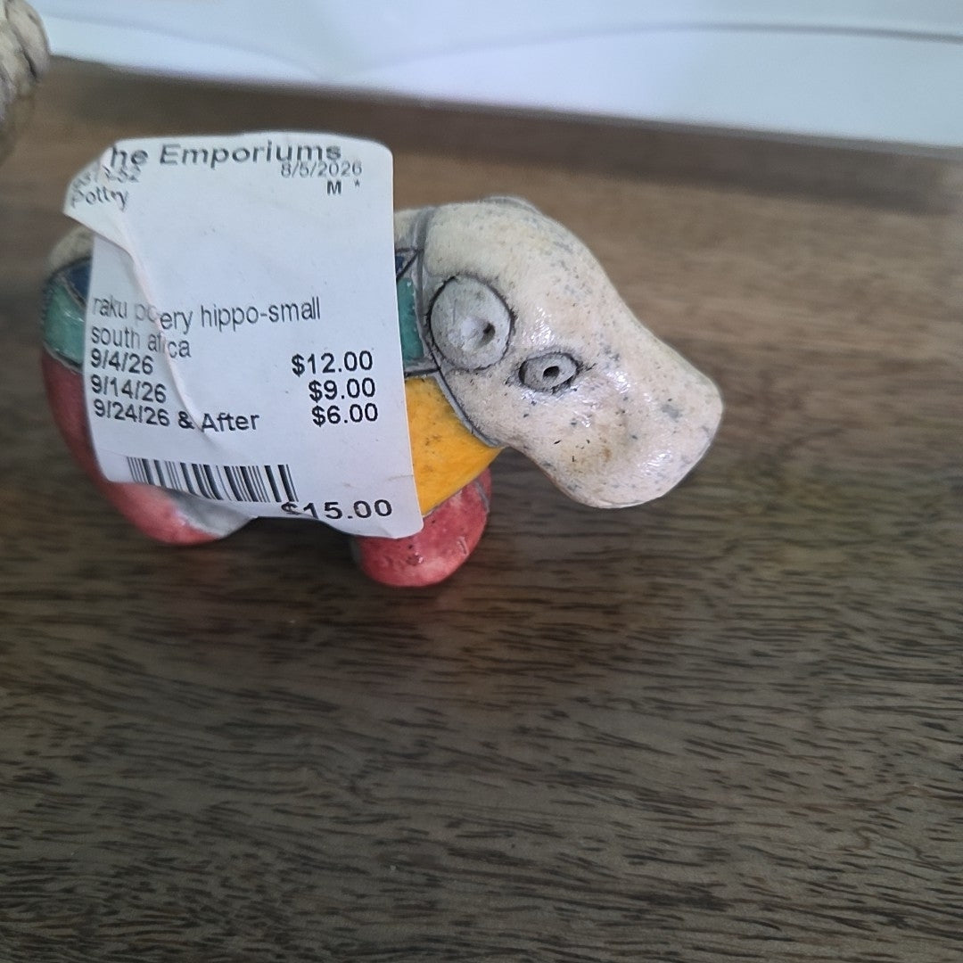 raku pottery hippo-small south africa