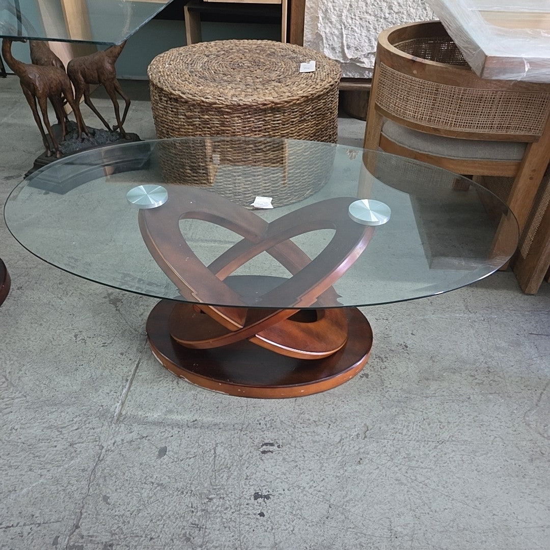 glass top oval coffee table