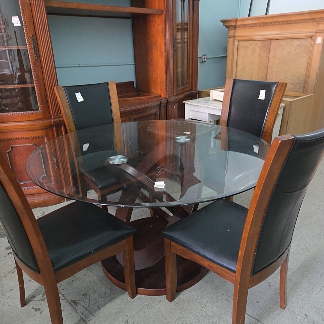 glass top round dining table
