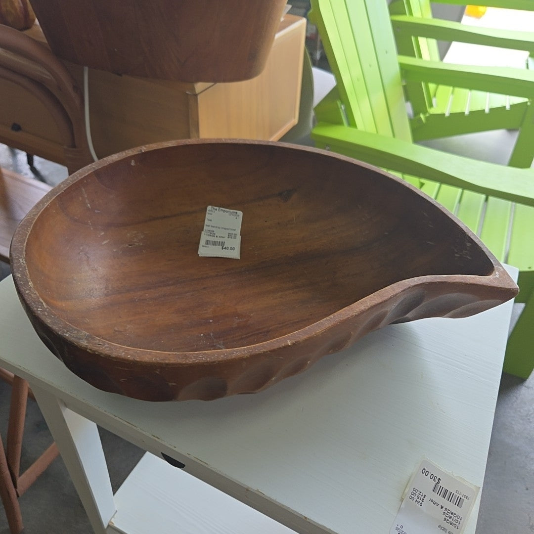 teak teardrop shaped bowl
