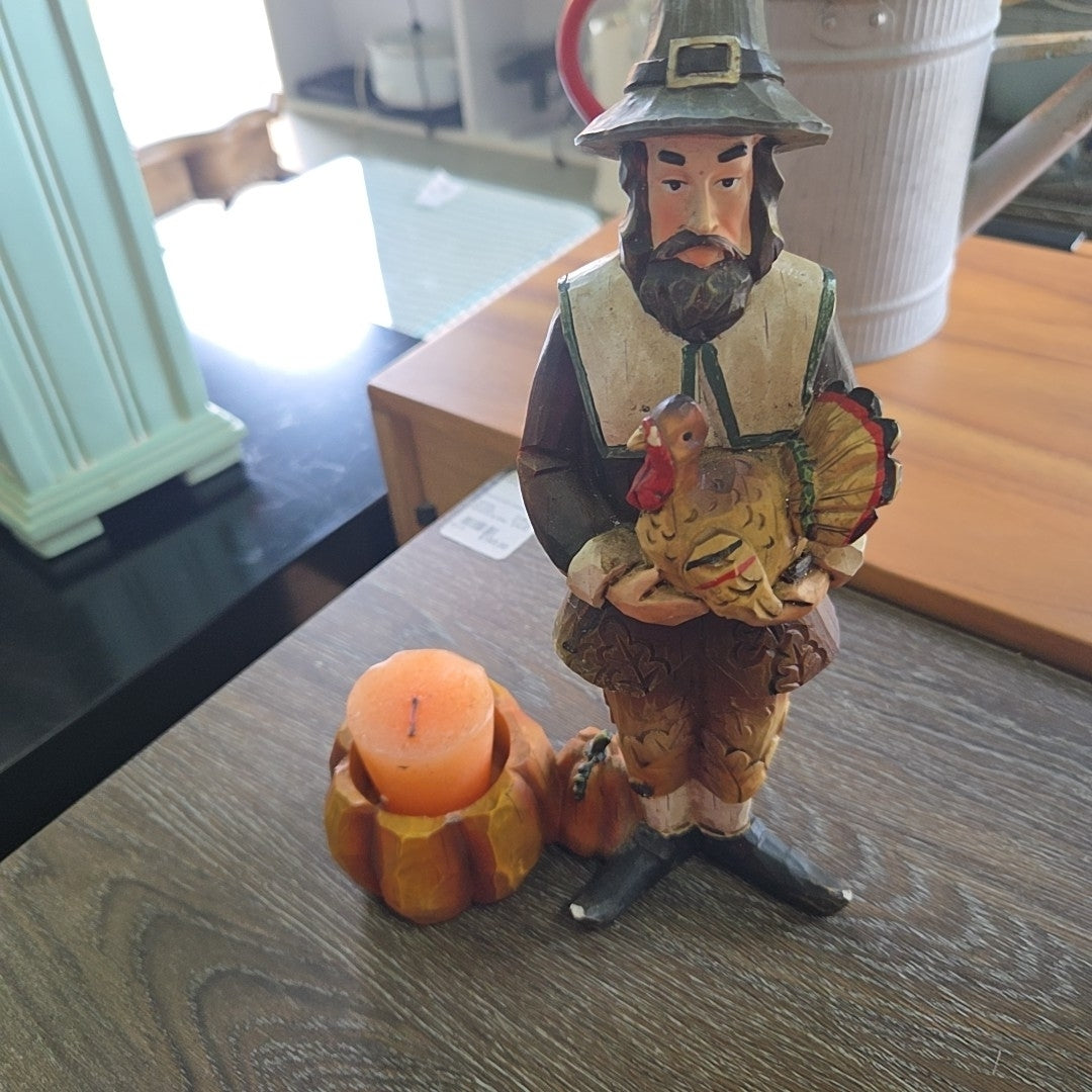 Pilgrim man candle holder