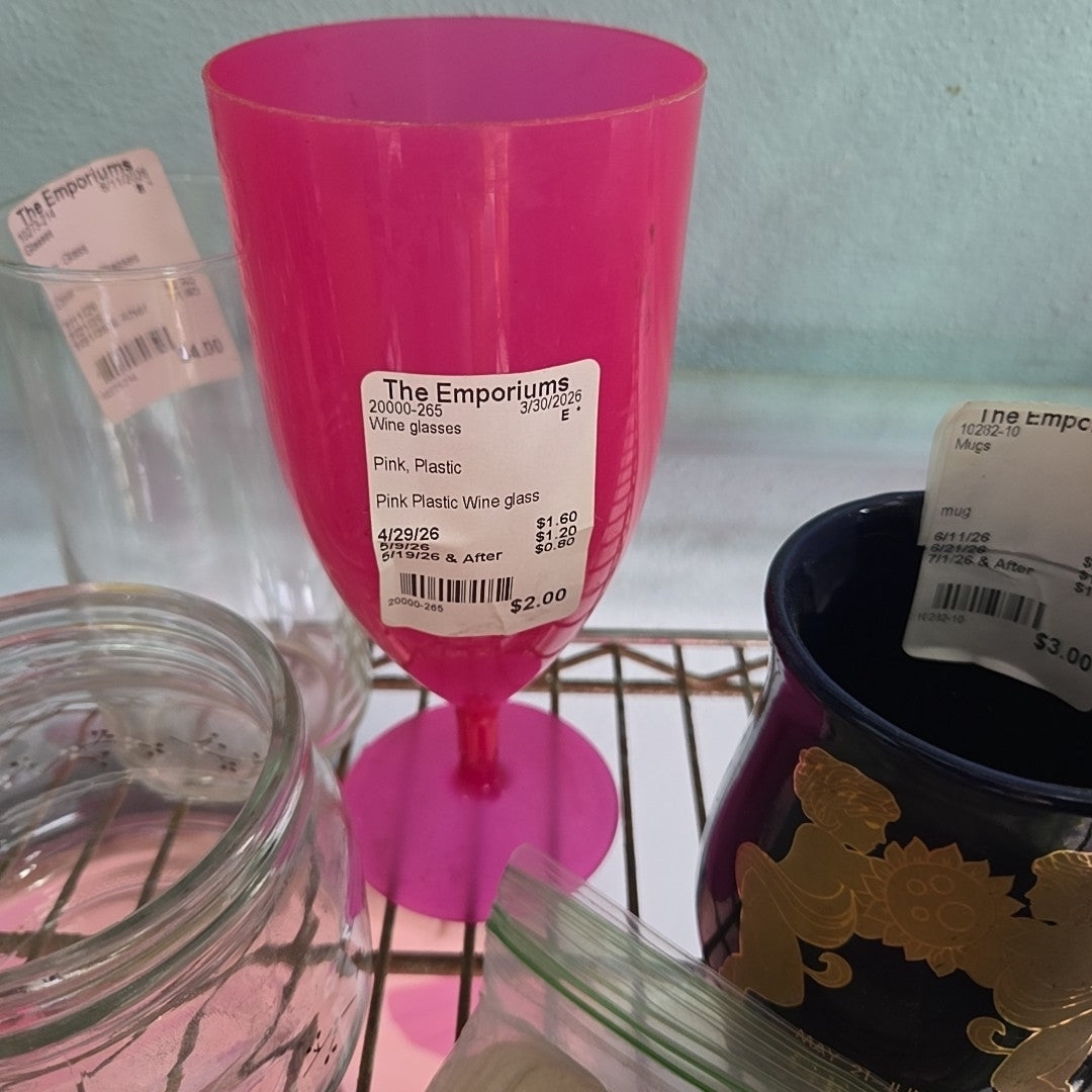Pink Plastic Wine glass