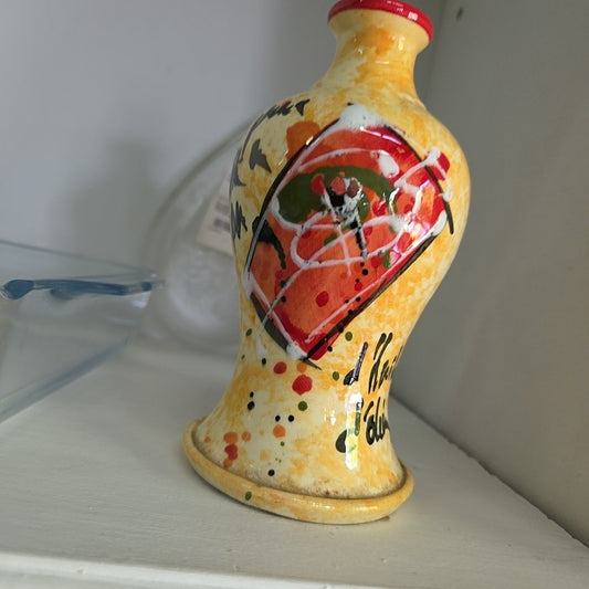 Hand Painted from France Yellow Olive Oil Cruet or Vase  Kitchen