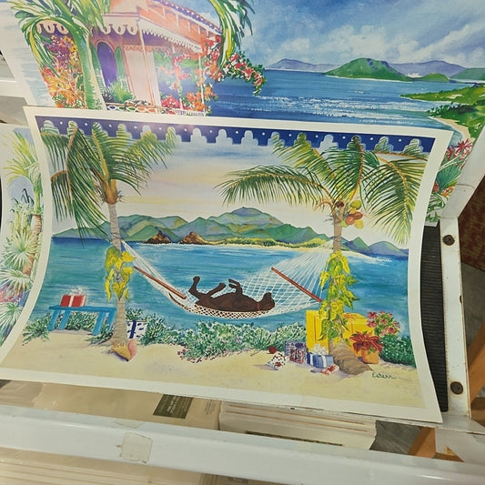 Dog in Hammock Print Art Work