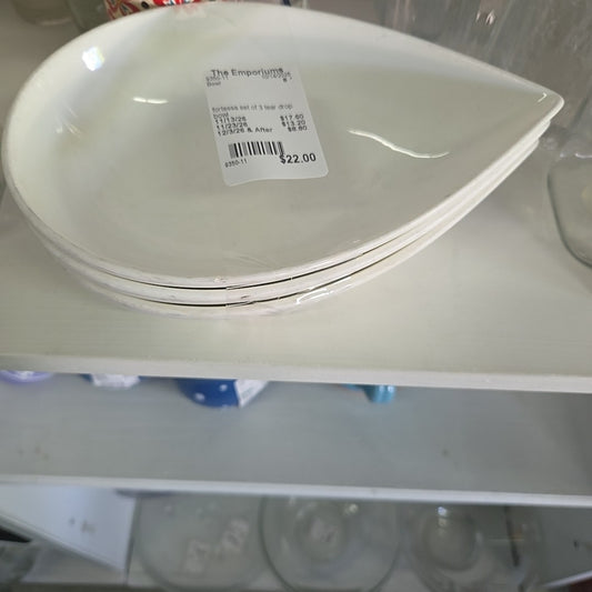 fortessa set of 3 tear drop bowl