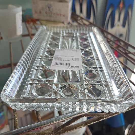Glass rectangle vintage plate