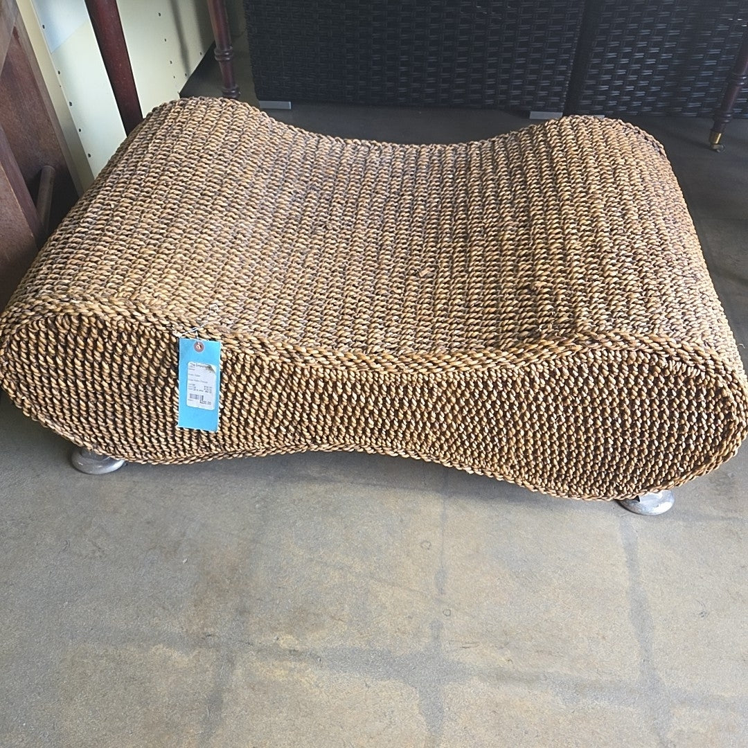Brown Rattan Ottoman