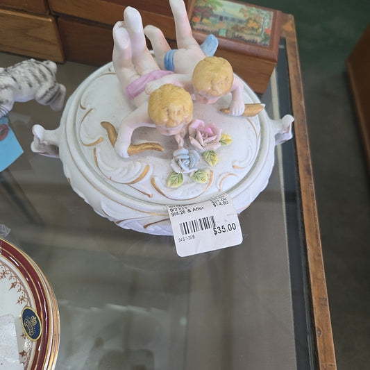 Cherubim  vintage trinket box ornament