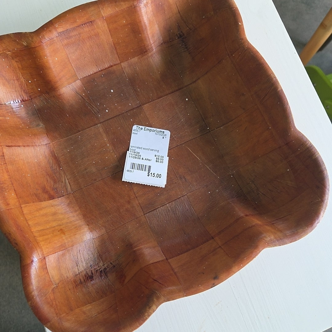 laminated wood serving bowl