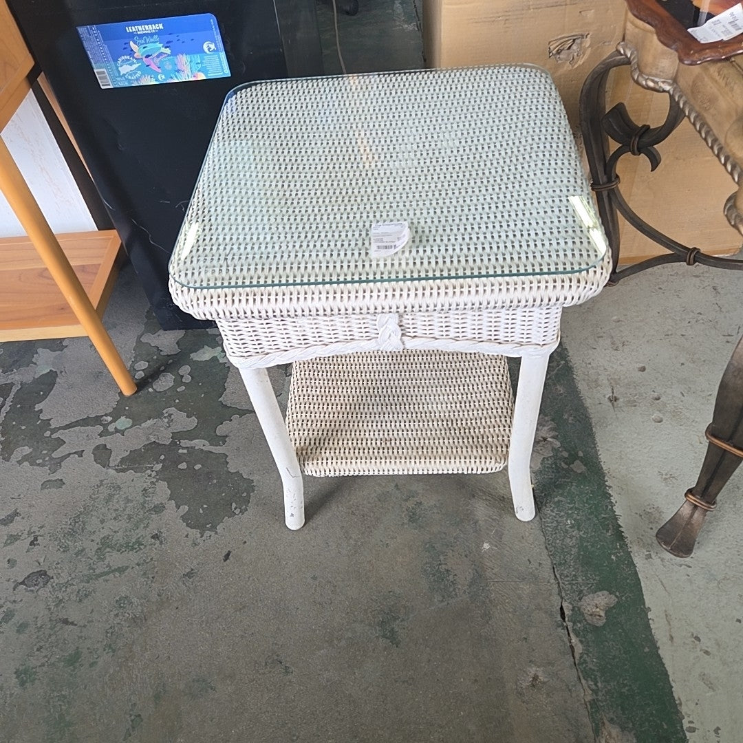 wicker side table