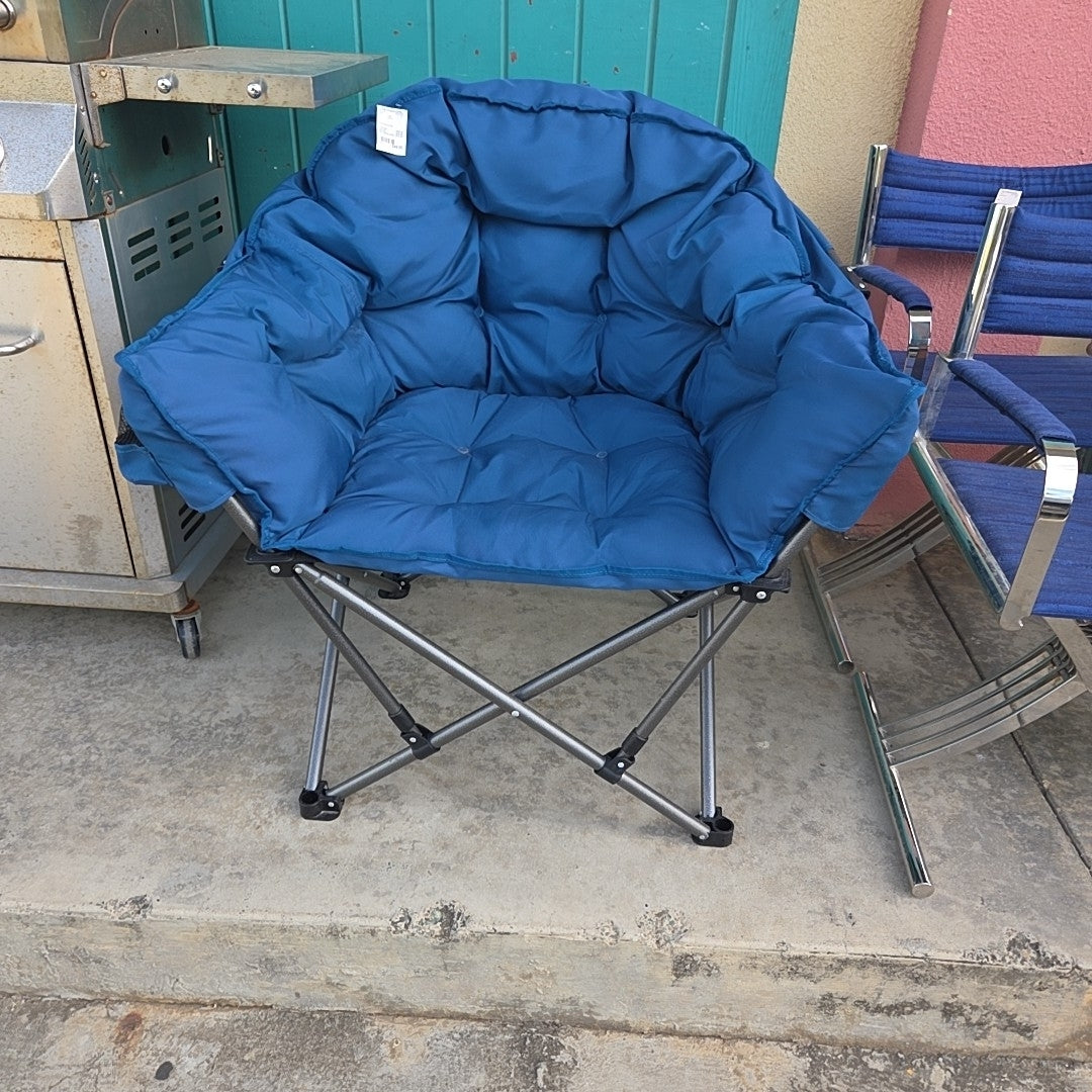 blue folding chair