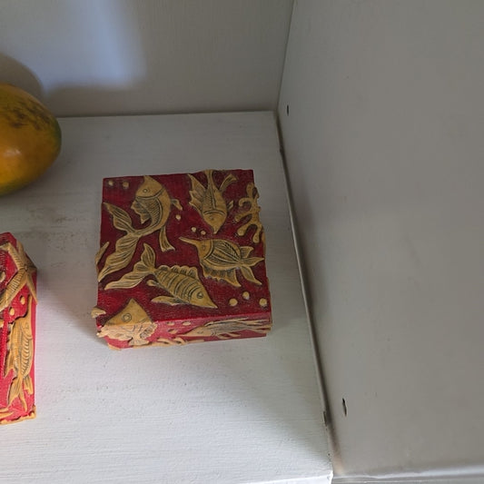 Trinket Box Handmade in Vietnam Red Miscellaneous